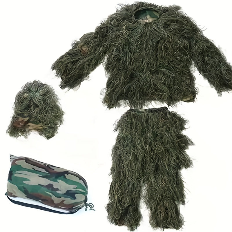    Ultimate 5-Piece 3D Ghillie Suit – Tactical Woodland Camouflage   