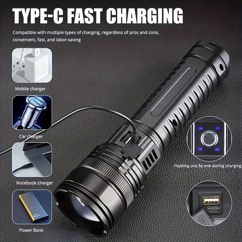   SStrong Light Telescopic Zoom Flashlight – 1000-3000 Lumen   