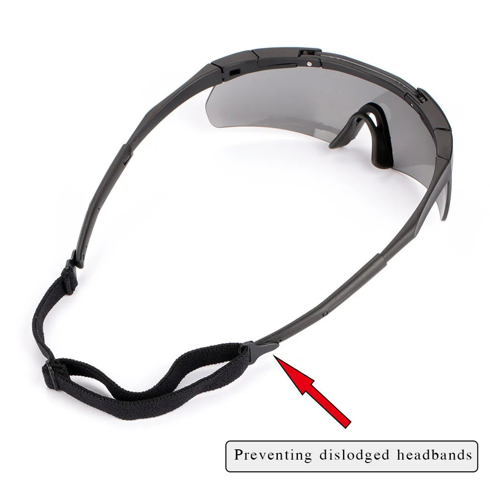  Tactical Goggles Safety Glasses 3 Lens Protection Eyewear 