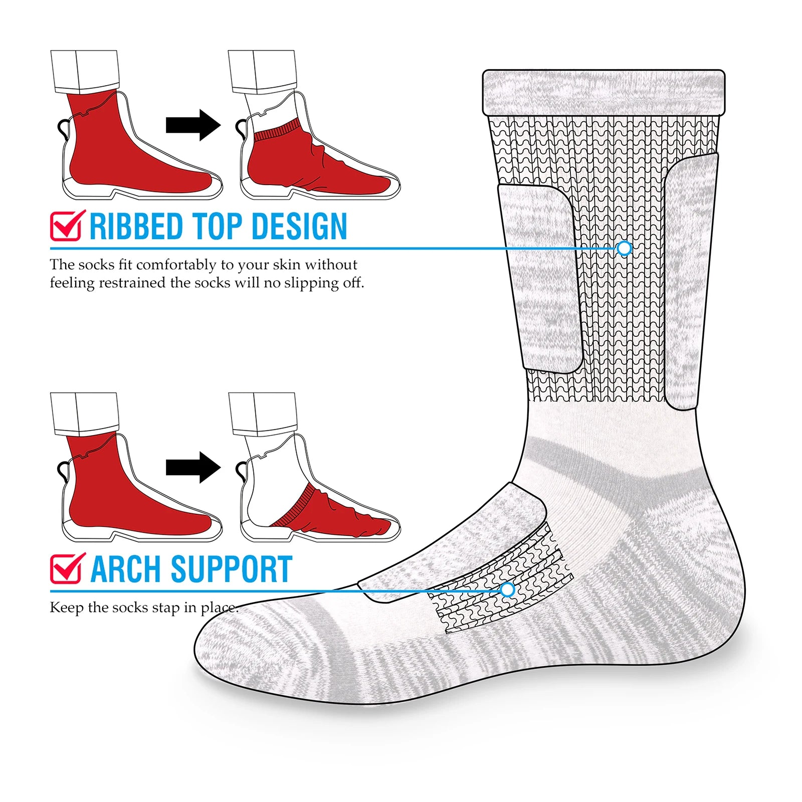   Yuedge Hiking Socks - Warm, Moisture-Wicking Crew Socks   