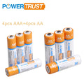   Powertrust AA & AAA Rechargeable Batteries | 8-Slot Charger Included   