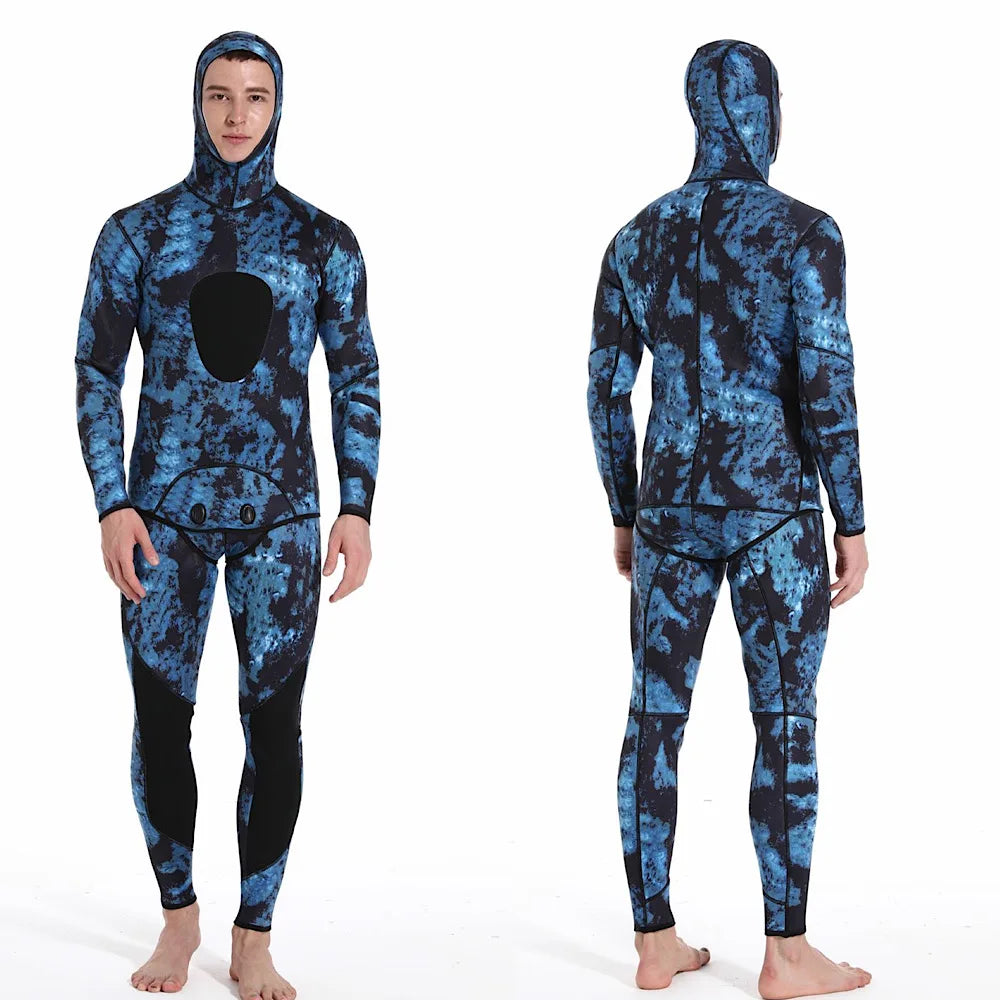   3mm Camouflage Neoprene Diving Suit with Hood - Waterproof Wetsuit   