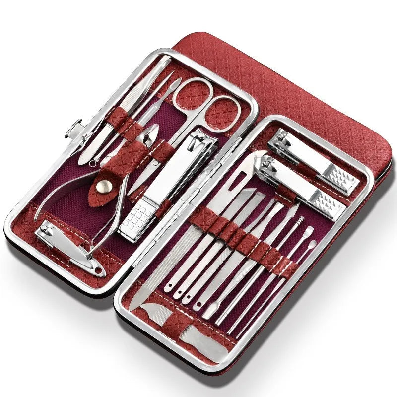  19 in 1 Stainless Steel Manicure set Professional Nail clipper Kit of Pedicure Tools Ingrown Toe Nail Trimmer 