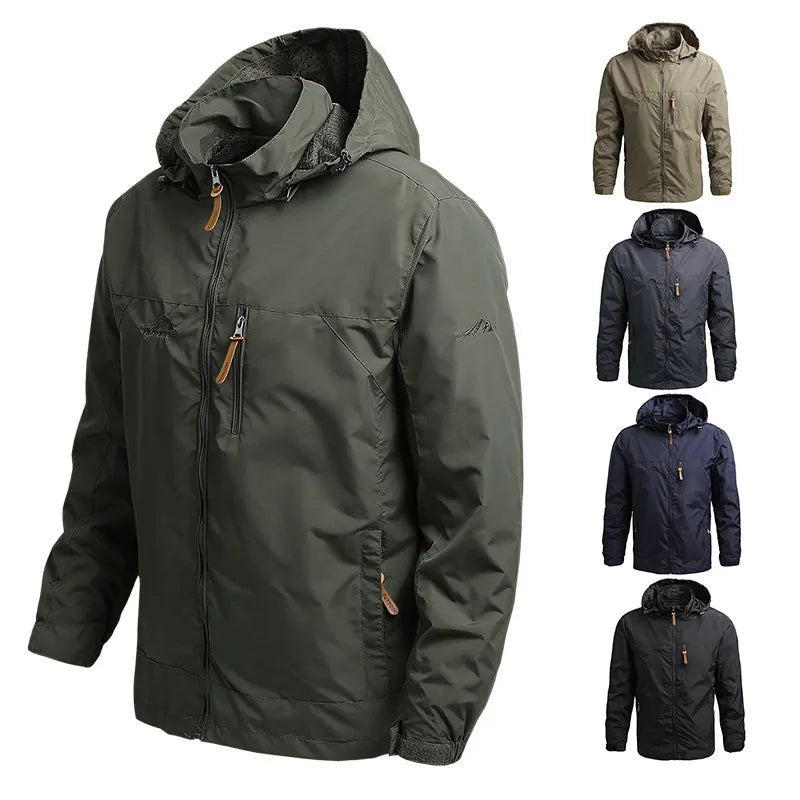   Men Hooded Raincoat Waterproof Tactical Military Jacket   