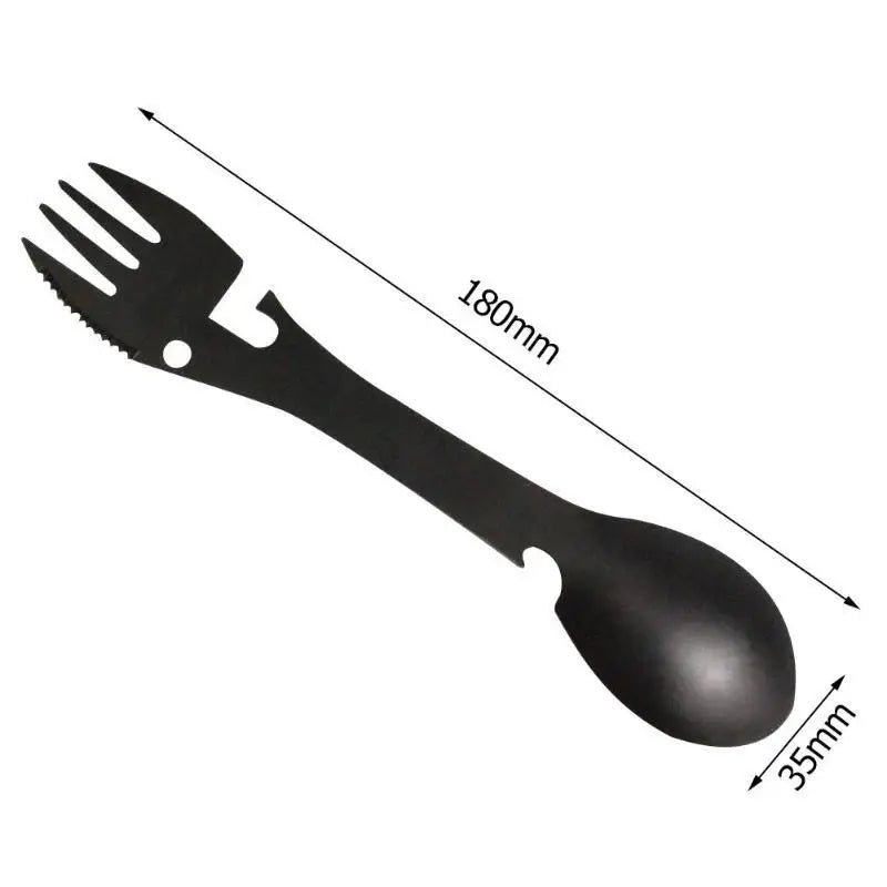  Outdoor Survival Tools 5 in 1 Camping Multi-functional EDC Kit Practical Fork Knife Spoon Bottle/Can Opener #