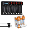   Powertrust AA & AAA Rechargeable Batteries | 8-Slot Charger Included   