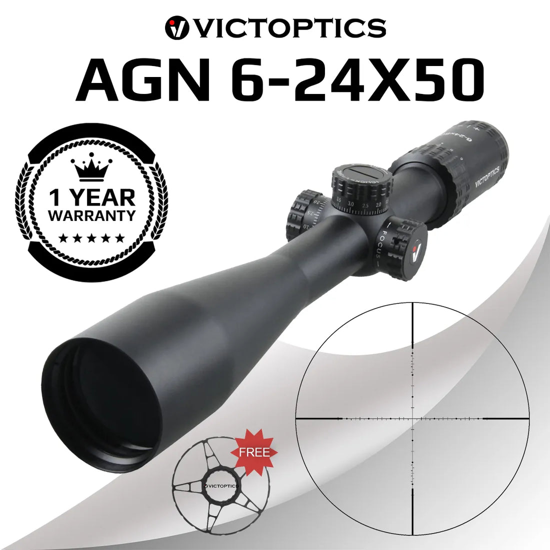   VictOptics OPSL17 Rifle Scope - 6-24x50mm, Mil-Dot, Long-Range   