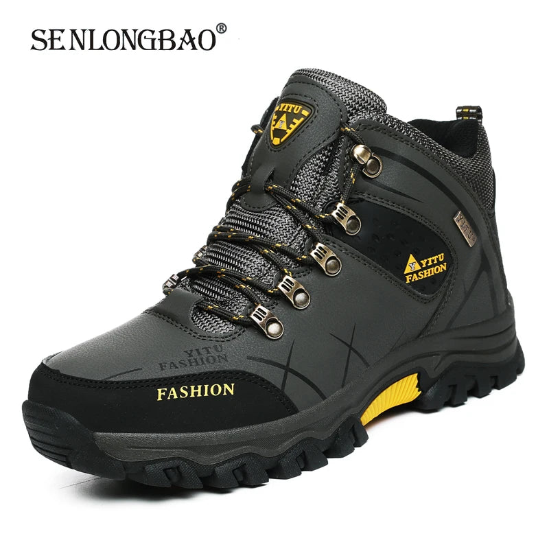   Men's Winter Snow Boots - Split Leather with Plush Lining   