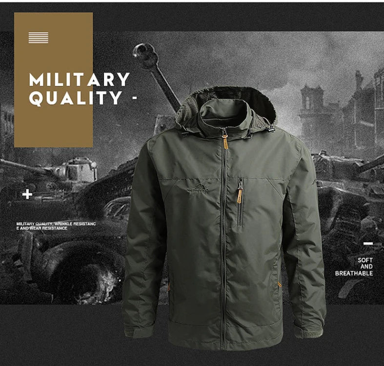   Men Hooded Raincoat Waterproof Tactical Military Jacket   