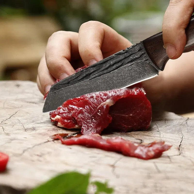   Handmade High Carbon Steel Chef Knife with Leather Sheath   