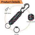   Paracord Keychain Survival Military Braided Lanyard Carabiner Rope Bottle Opener Cord Novelty Tools For Outdoor Camping Hiking   