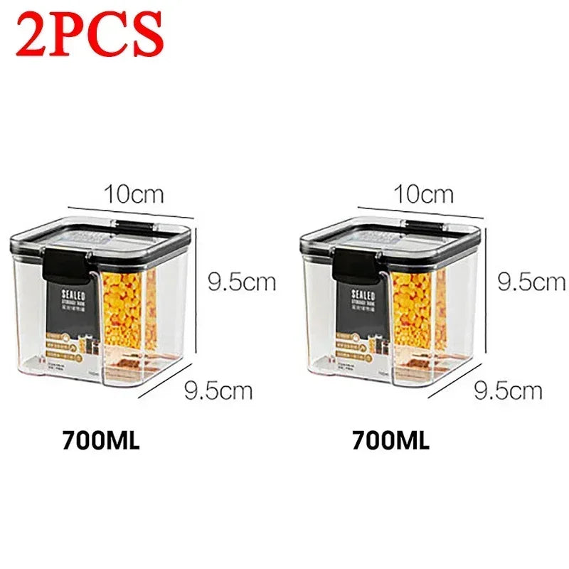  460-1800ml Sets Stackable Kitchen Sealed Jar Plastic Food Storage Box Multigrain Tank Bottle Dried Fruit Tea Storage Containers #