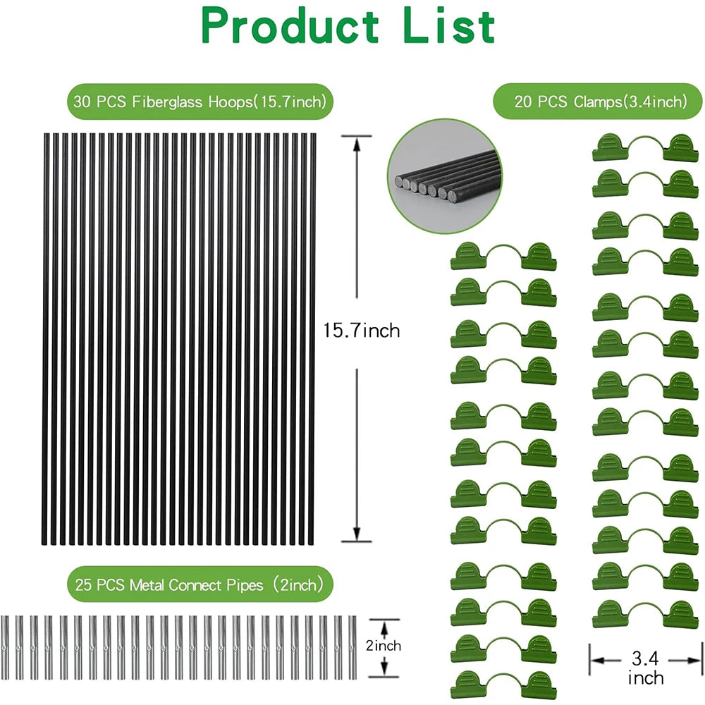   Rust-Free Fiberglass Greenhouse Hoops – Durable Grow Tunnel Kit   