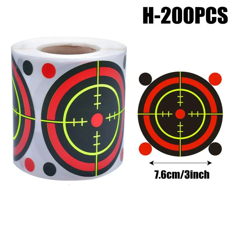  100/200/250Pcs Per Roll 3inch(7.50cm) Adhesive Shooting Sticker Targets Splatter Splash Amp Shooting Reactive Practice Training #