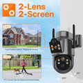   WiFi Solar PTZ IP Camera - Dual Lens Screen Outdoor Surveillance   