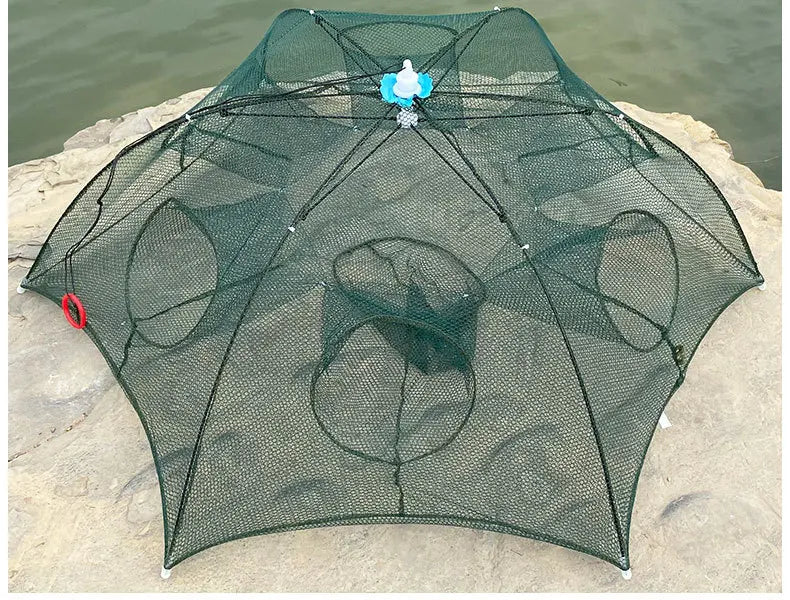  4/6/8Holes Fishing Net Folded Portable Hexagon Fish Network Casting Net Crayfish Shrimp Catcher Tank Trap China Cages Mesh Cheap 