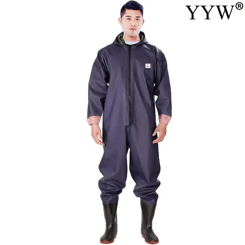   Waterproof PVC & Knitted Wader Pants with Boots - Fishing Gear Suit   