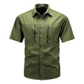   Men's Summer Short Sleeve Cargo Shirt - Casual Tactical Polo   