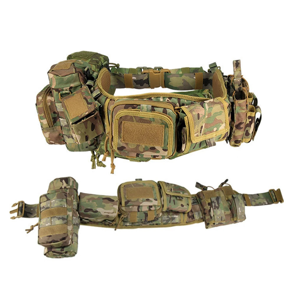  YAKEDA camouflage tactical belt outdoor military mole belt multi-purpose carrying equipment detachable, adjustable hunting belt 