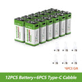   New 9V Rechargeable Battery 12800mAh Micro USB Lithium Batteries   