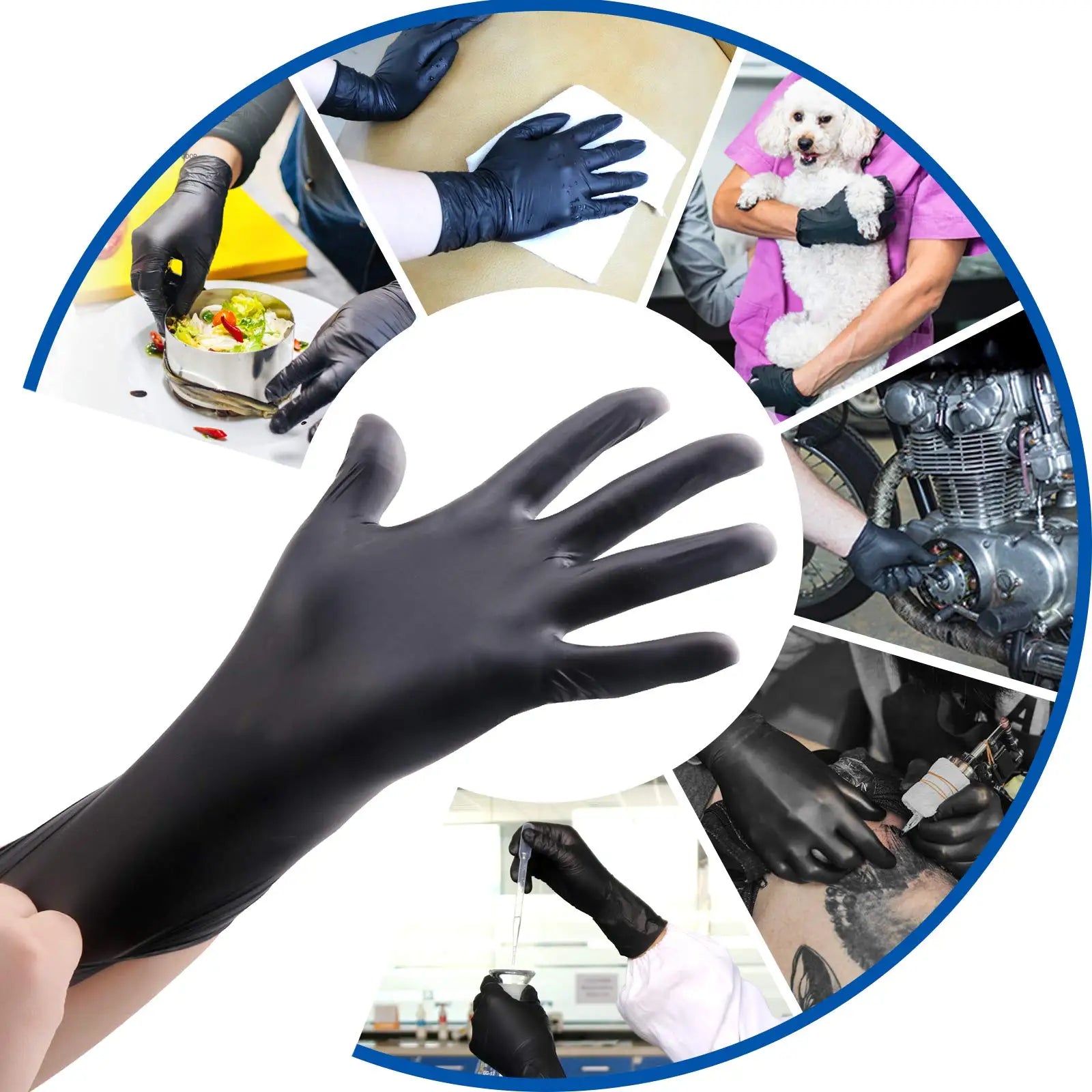  100 Pack Disposable Black Nitrile Gloves For Household Cleaning Work Safety Tools  Gardening Gloves  Kitchen Cooking Tools 