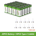   New 9V Rechargeable Battery 12800mAh Micro USB Lithium Batteries   