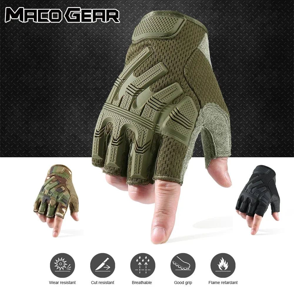   Breathable Fingerless Gloves for Men | Tactical Mittens for Outdoor   