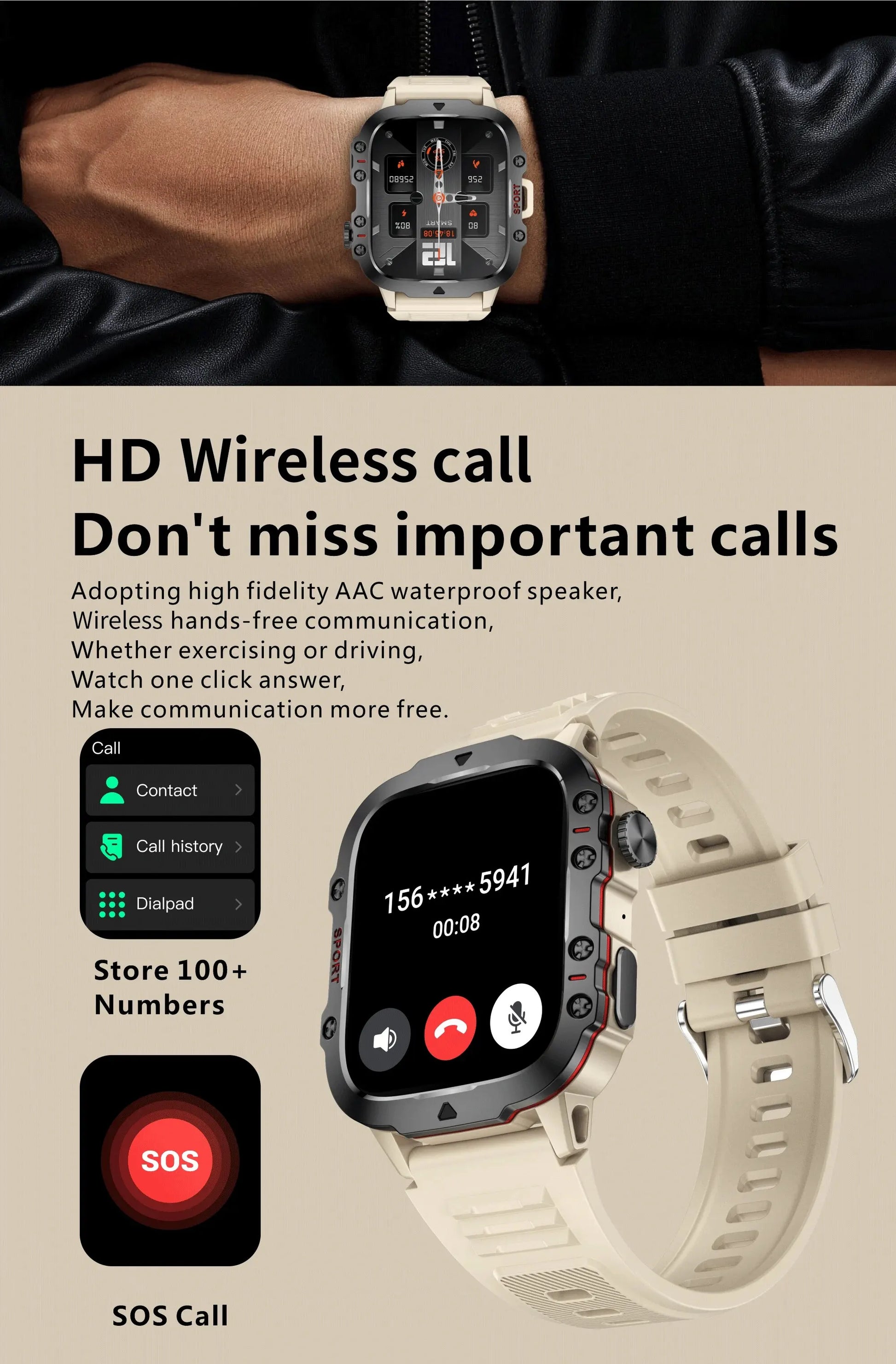  LIGE New Smart Watch 1.96 Inch Screen 420 MAh Bluetooth Call Voice Assistant Watch Sports Fitness Waterproof Smartwatch For Men 
