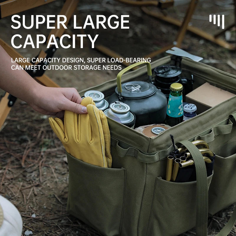   Camping storage bag, outdoor multifunctional toolbox, large capacity picnic bag with handle, portable foldable storage package   