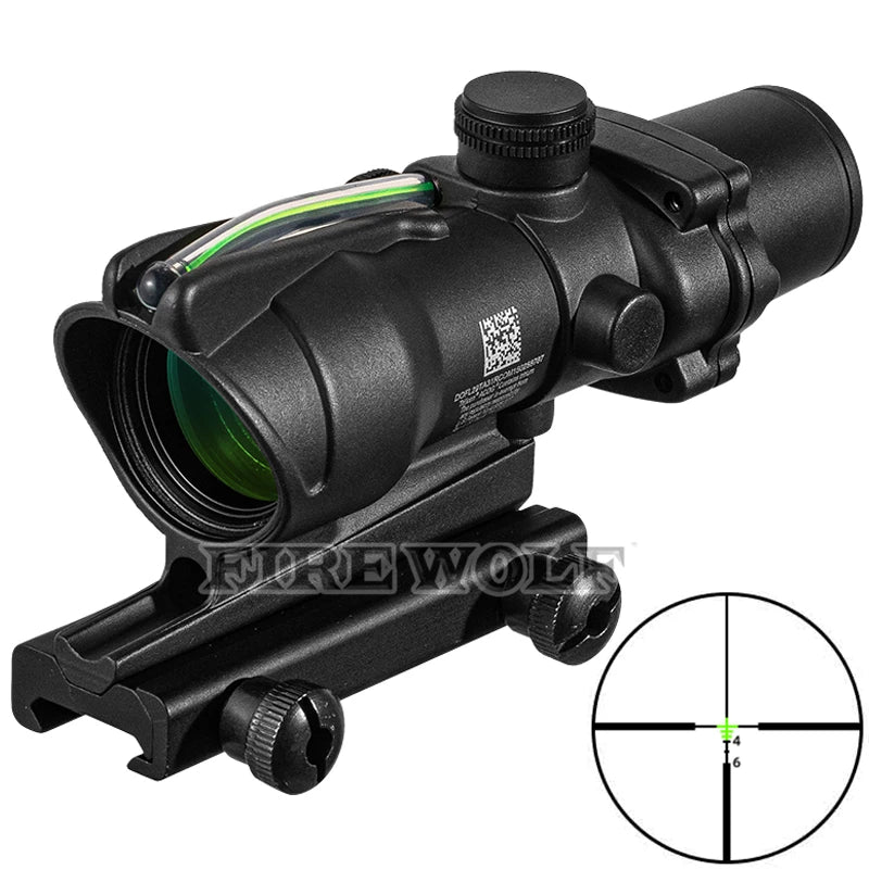 4X32   Scope Real Fiber Optics Sight Red Green Dot Illuminated Tactical Scope Etched Reticle Hunting Sight for 20mm Rail