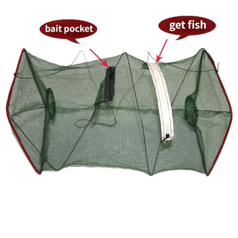  4/6/8Holes Fishing Net Folded Portable Hexagon Fish Network Casting Net Crayfish Shrimp Catcher Tank Trap China Cages Mesh Cheap 