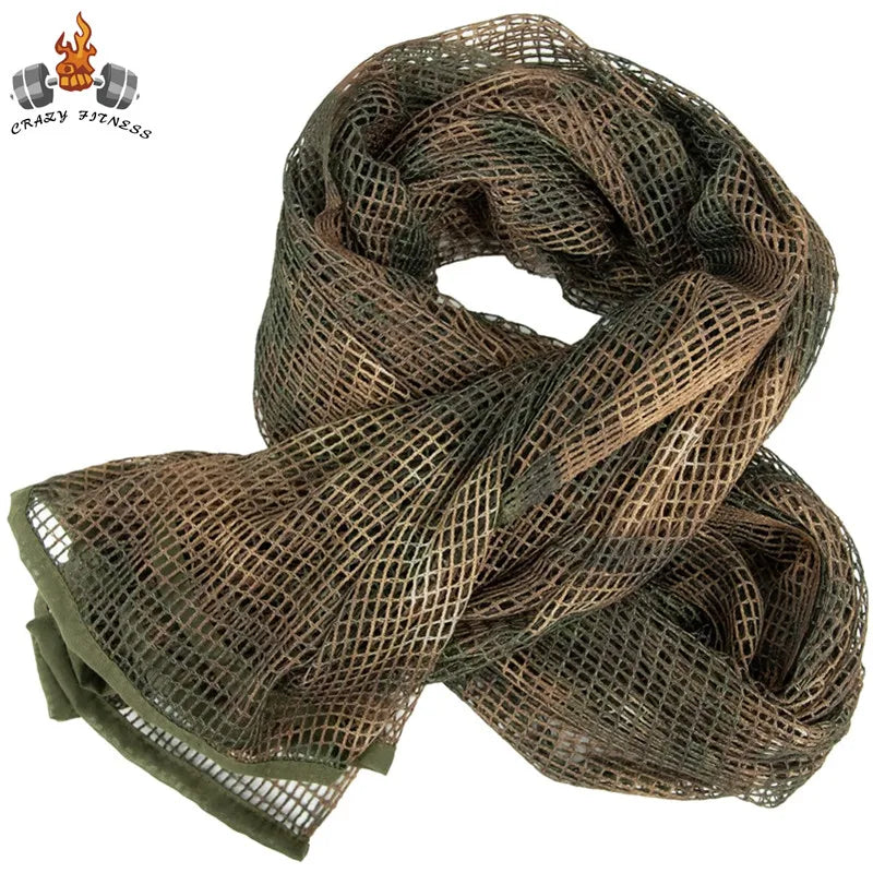  Camouflage Netting Military Camouflage Tactical Mesh Breathable Sniper Face Veil Scarves for Airsoft Hunting Neckerchief #