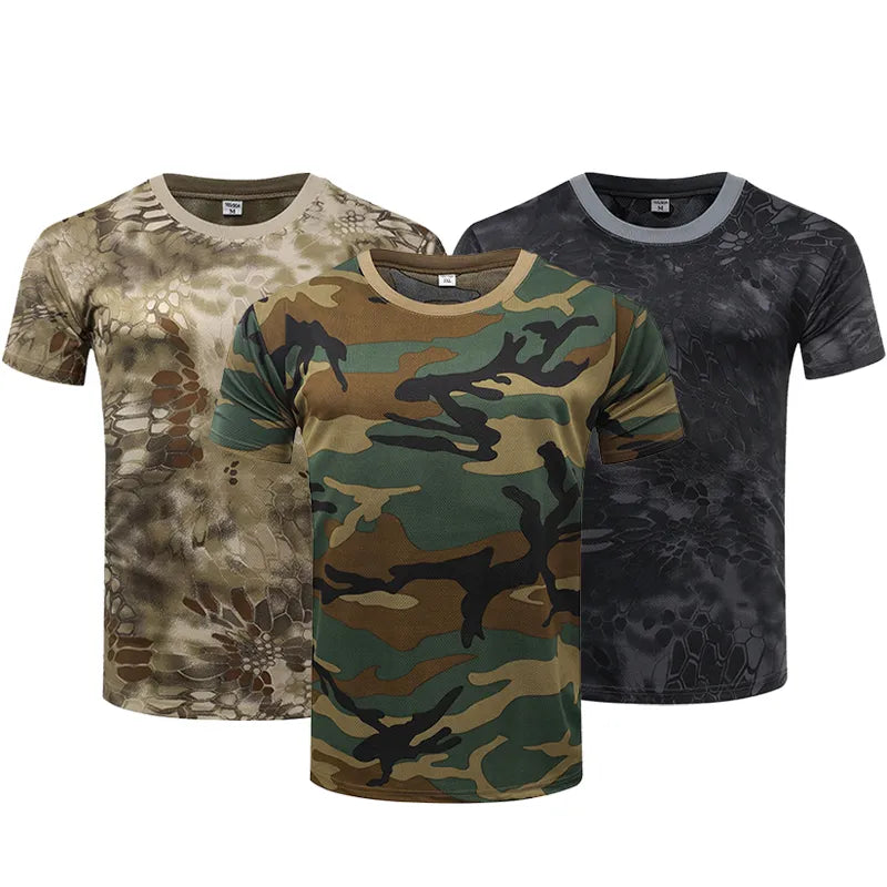   Men Tactical T Shirts Short Sleeve Camouflage   