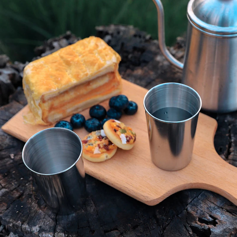   4Pcs/Set Outdoor Stainless Steel Water Cup With Case   