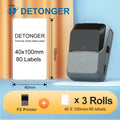  3 Rolls Thermal Self-adhesive White Label with DETONGER P2 Mini Printer for Home&Office  Clothing Food Wireless Sticker Printer #