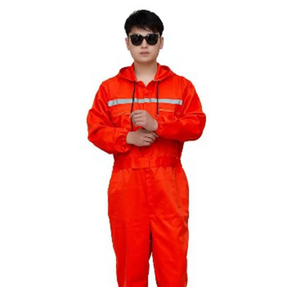   Work Clothes Reflective Zipper Pockets Unisex Work Overalls   