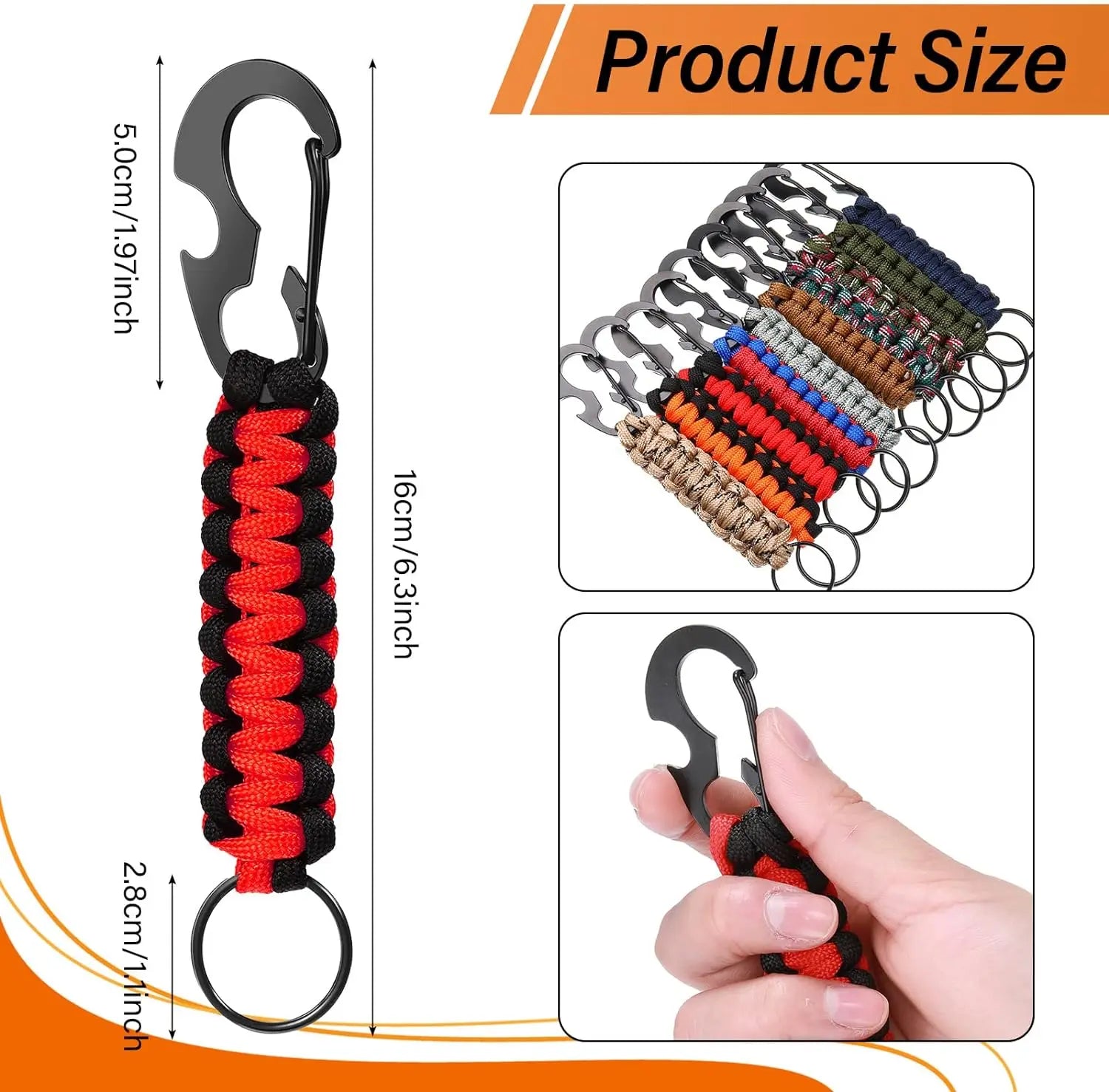   Paracord Keychain Survival Military Braided Lanyard Carabiner Rope Bottle Opener Cord Novelty Tools For Outdoor Camping Hiking   