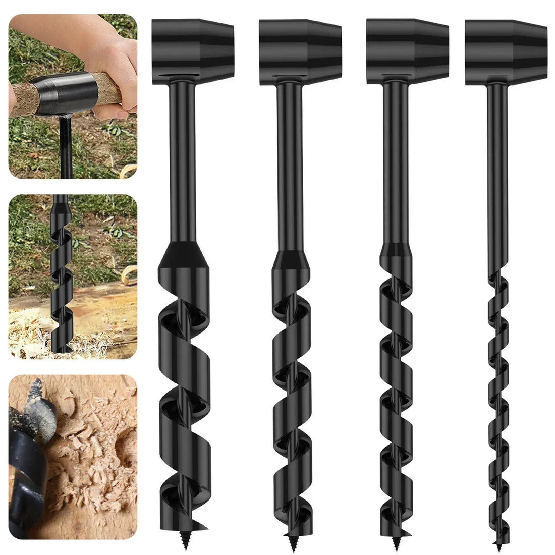  Portable Outdoor Hand Wood Punch Manual Auger Drill Bush-Craft Carbon Steel Portable Survival Bit Tools #