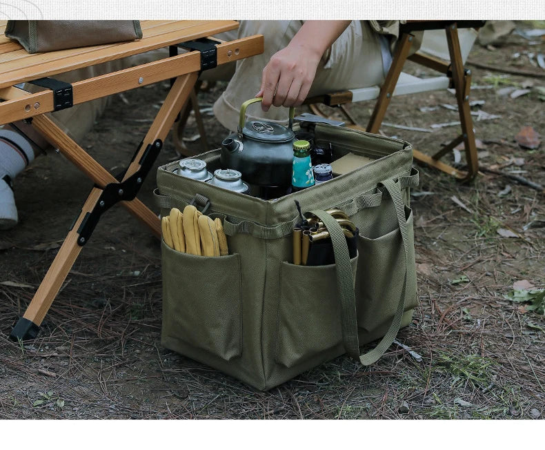   Camping storage bag, outdoor multifunctional toolbox, large capacity picnic bag with handle, portable foldable storage package   