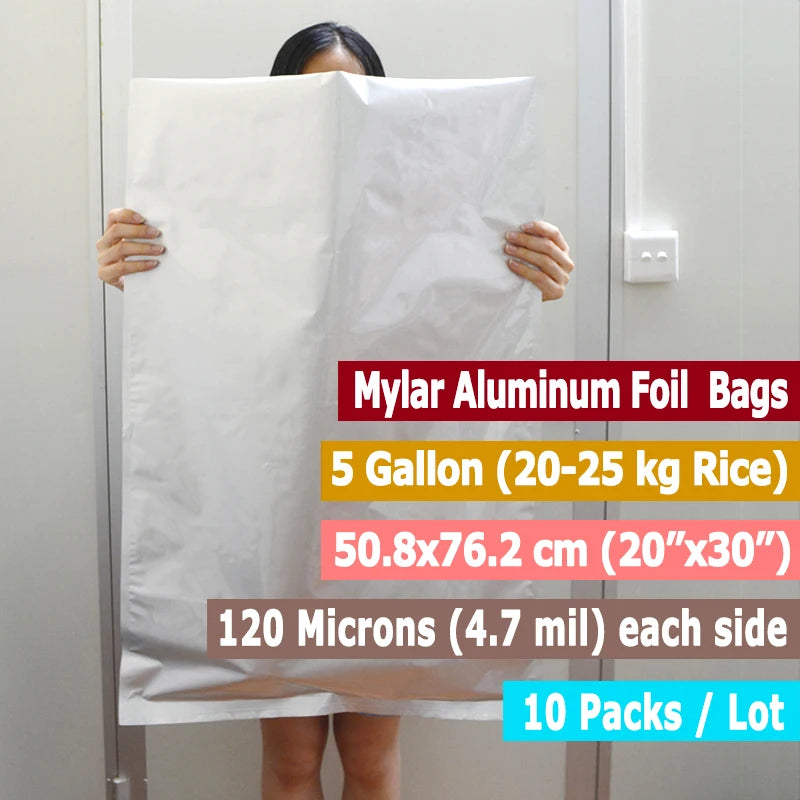  10 Packs 5 Gallons Mylar Bags Aluminum Foil #