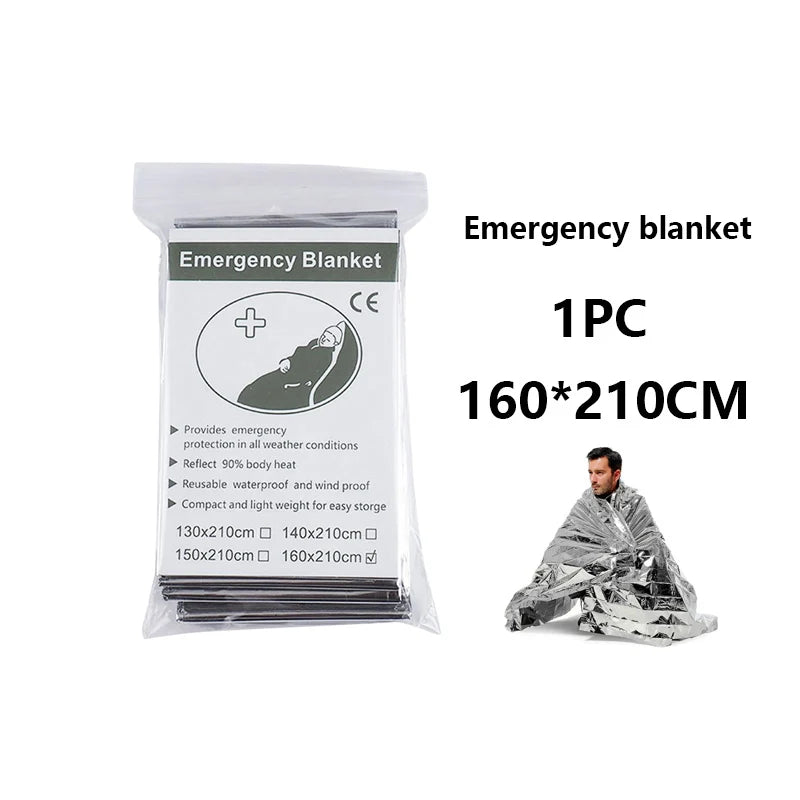  1-3PCS Emergency Blanket Outdoor Survival First Aid Kit Windproof Insulation Lifesaving PET Foil Thermal Military Rescue Blanket 