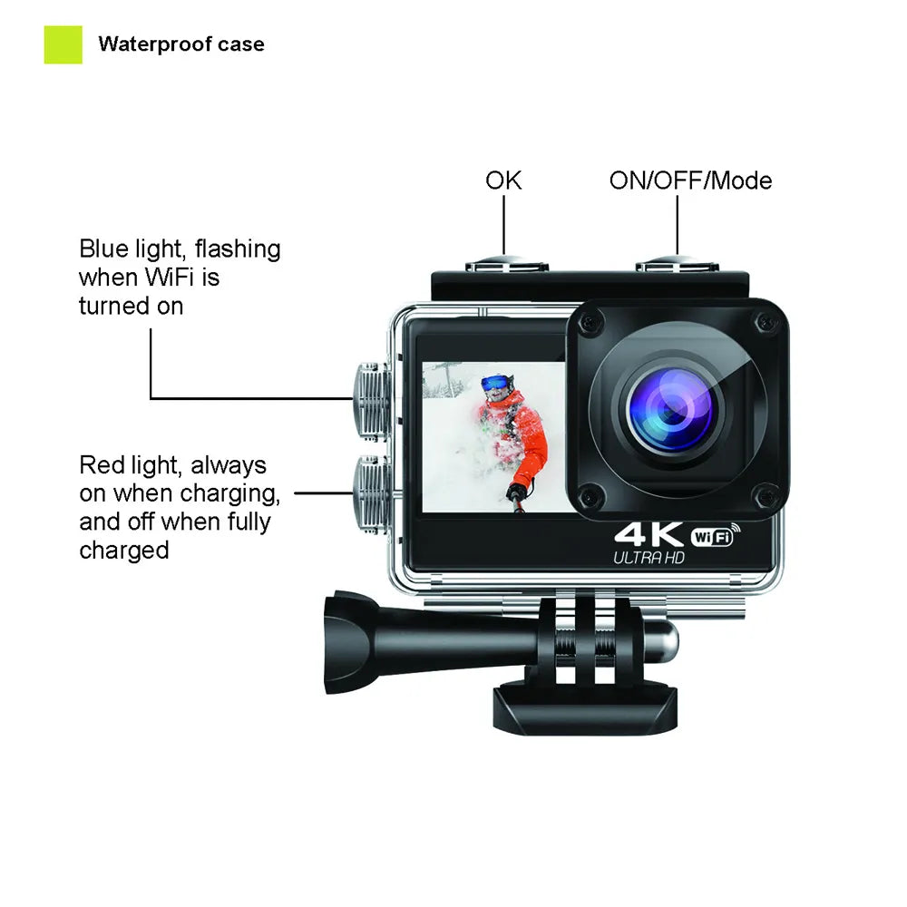  G9Pro Upgraded Action Camera 5K 4K60FPS 48MP 2.0 Touch LCD EIS Dual Screen WiFi 170D Waterproof 30M 4X Zoom Go Sports Pro Camera #