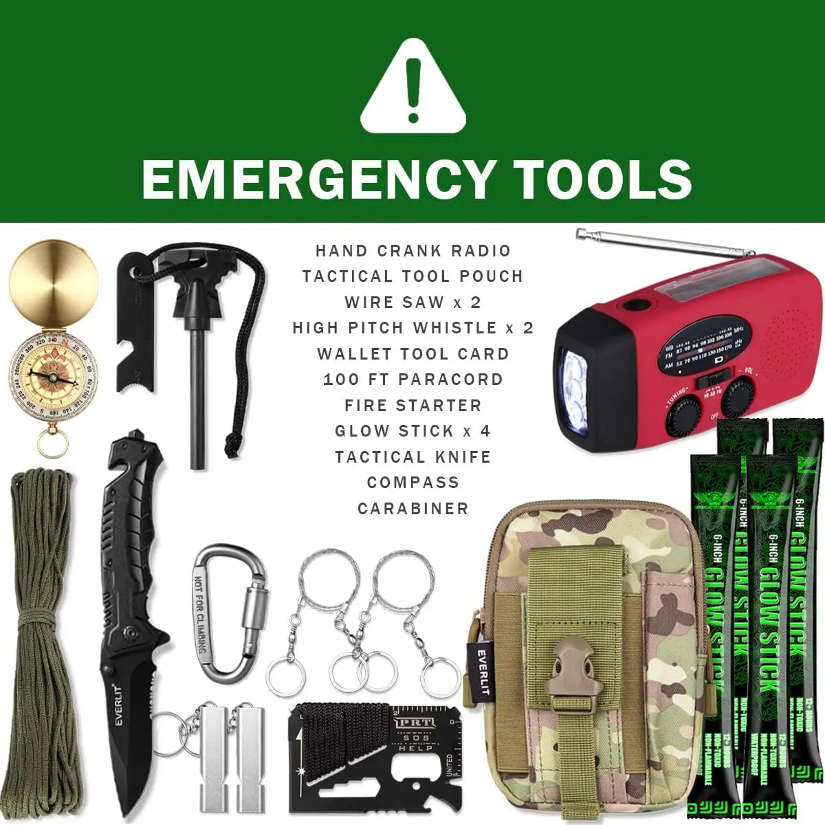   72-Hour Emergency Survival Kit for 2 People Comprehensive Bug Out Bag   