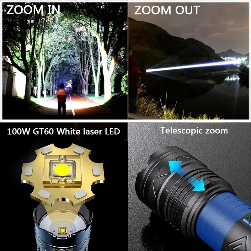  High Power Led Flashlight Super Bright Long Range Torch Rechargeable Ultra Powerful Outdoor Tactical Hand Lamp Camping Lantern #