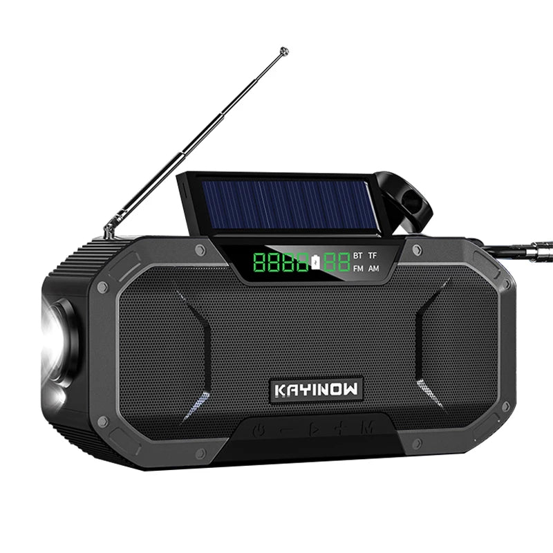  KAYINOW Portable Emergency Solar Hand Crank Radio 5000mAh Power Bank Cranker Flash Light Camping Radio Survival Kit Radio #
