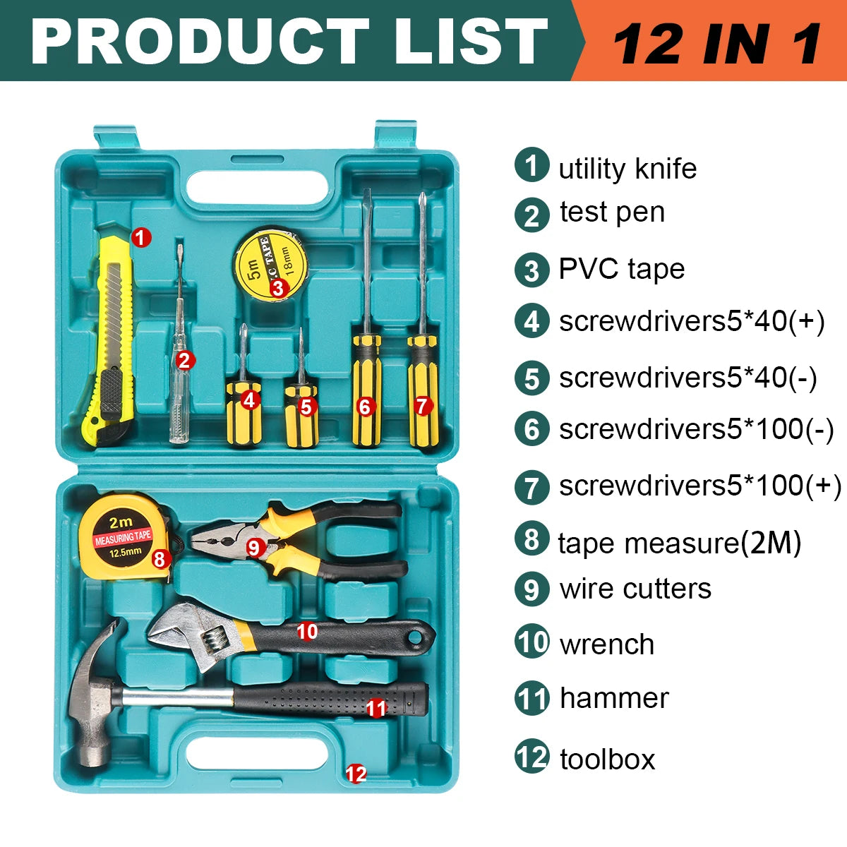   8/9/12/13Piece Tools Set General House hold Hand Tool Kit   