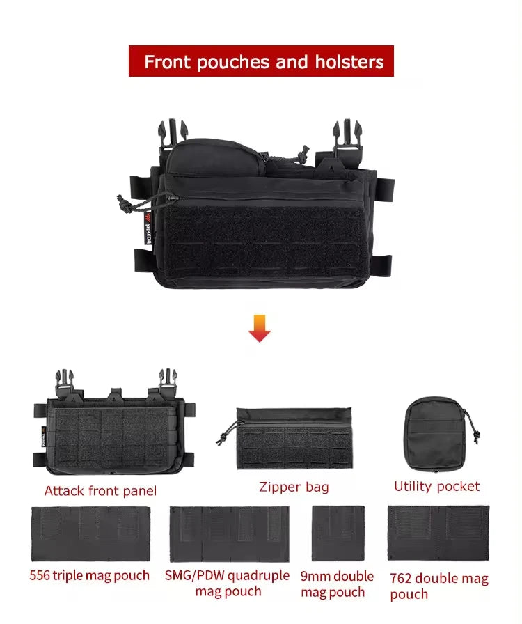   Versatile Tactical Chest Rig - Modular Vest for Military and Outdoor   