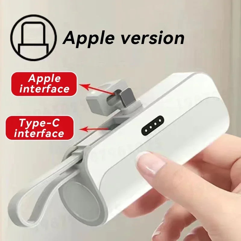  10000mAh Mini Power Bank 2 IN 1 Fast Mobile Phone Charger External Battery Power Bank Plug Play Type-C For iPhone Samsung Huawei #