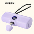   Portable Power Bank - 5000mAh, Built-In Cables, LED Lamp, Multi-Color   