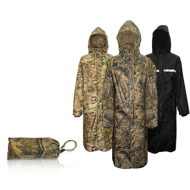  Long Sleeve Waterproof Raincoats Breathable Military Camouflage Motorcycle Poncho Tactical Camping Hiking Hunting Gear Rainwear